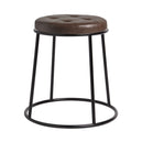 Steel Stool With Faux Leather Seat Pad And Black Metal Frame - Max