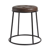 Steel Stool With Faux Leather Seat Pad And Black Metal Frame - Max