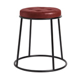 Steel Stool With Faux Leather Seat Pad And Black Metal Frame - Max