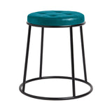 Steel Stool With Faux Leather Seat Pad And Black Metal Frame - Max
