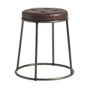 Steel Stool With Faux Leather Seat Pad And Clear Metal Frame - Max