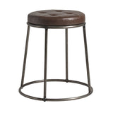 Steel Stool With Faux Leather Seat Pad And Clear Metal Frame - Max
