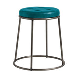 Steel Stool With Faux Leather Seat Pad And Clear Metal Frame - Max