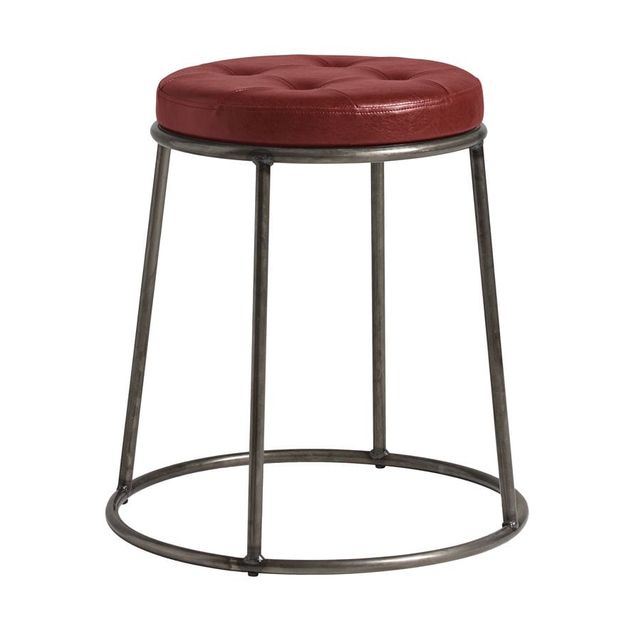 Steel Stool With Faux Leather Seat Pad And Clear Metal Frame - Max