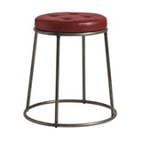 Steel Stool With Faux Leather Seat Pad And Clear Metal Frame - Max