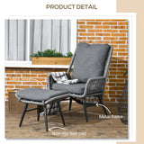 Steel String Rattan Garden Armchair and Footstool With Cushions - Velmora