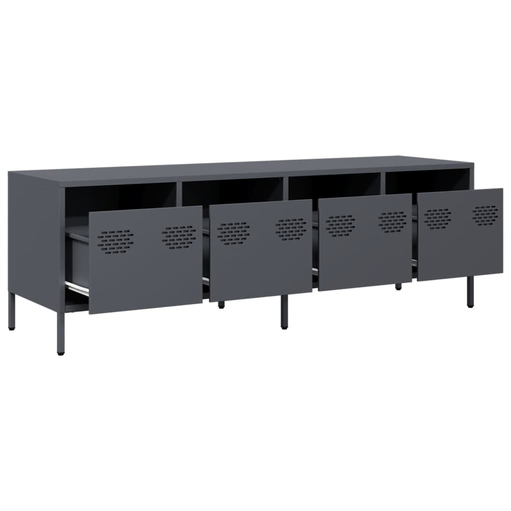 Steel TV Stand 135cm Wide With 4 Drawers - Vantage Home