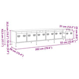 Steel TV Stand 202cm Wide With 6 Drawers - Vantage Home