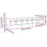 Steel TV Stand 202cm Wide With 6 Drawers - Vantage Home