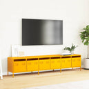 Steel TV Stand 202cm Wide With 6 Drawers - Vantage Home