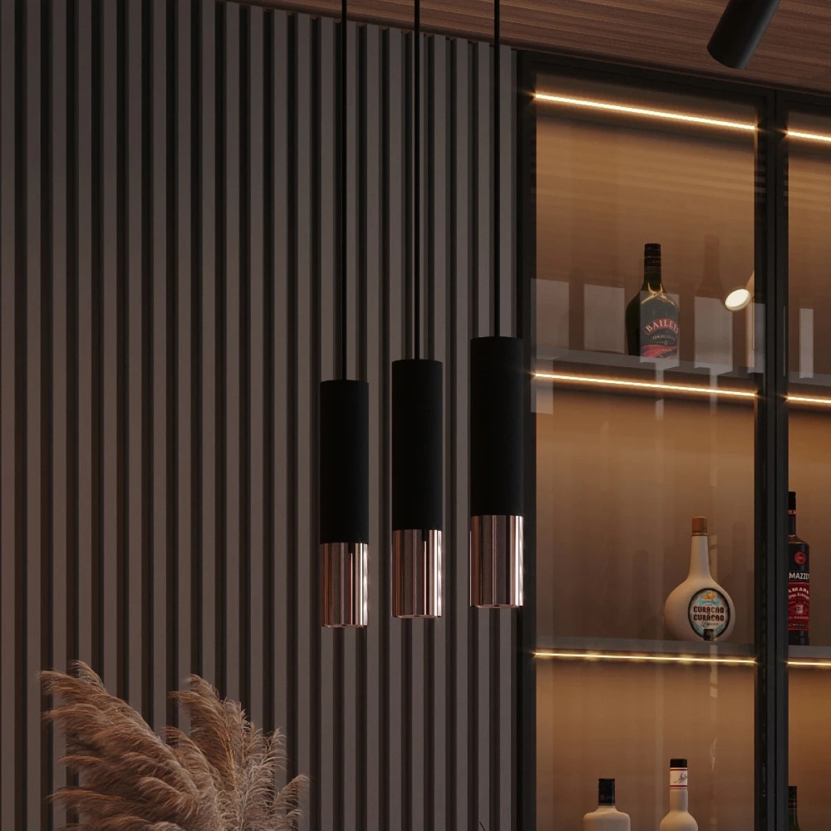 Steel Wall Light With Loopez Lamp in Black - Ocean Green