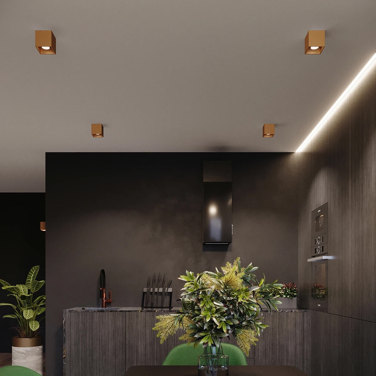 Steel Wall Light With Quad 1 Lamp - Deep Space