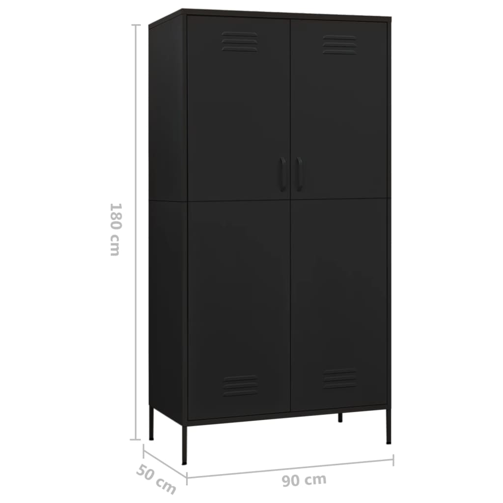 Steel Wardrobe 90cm Wide With 2 Doors - Vantage Home
