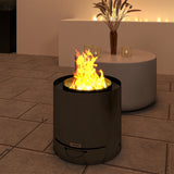 Steel Wood Burning Fire Pit With Fire Poker - Velmora