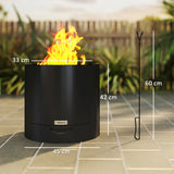 Steel Wood Burning Fire Pit With Fire Poker - Velmora