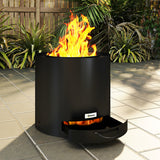 Steel Wood Burning Fire Pit With Fire Poker - Velmora