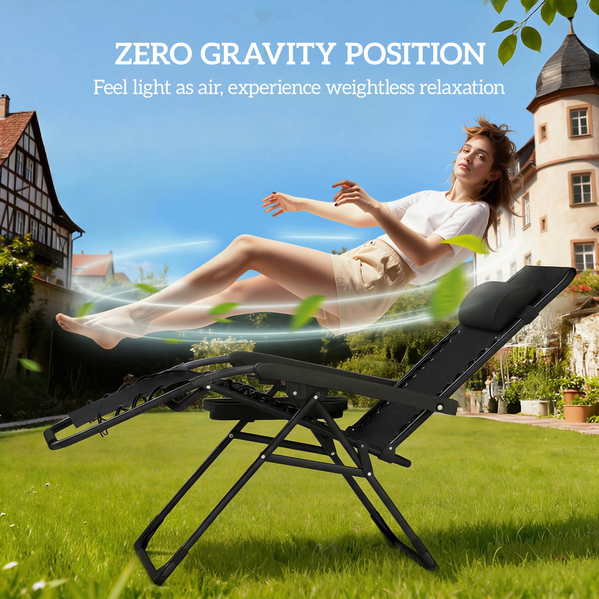 Steel Zero Gravity Folding Garden Sun Lounger in Set of 2 - Velmora
