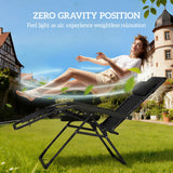 Steel Zero Gravity Folding Garden Sun Lounger in Set of 2 - Velmora