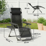 Steel Zero Gravity Folding Garden Sun Lounger in Set of 2 - Velmora