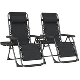 Steel Zero Gravity Folding Garden Sun Lounger in Set of 2 - Velmora