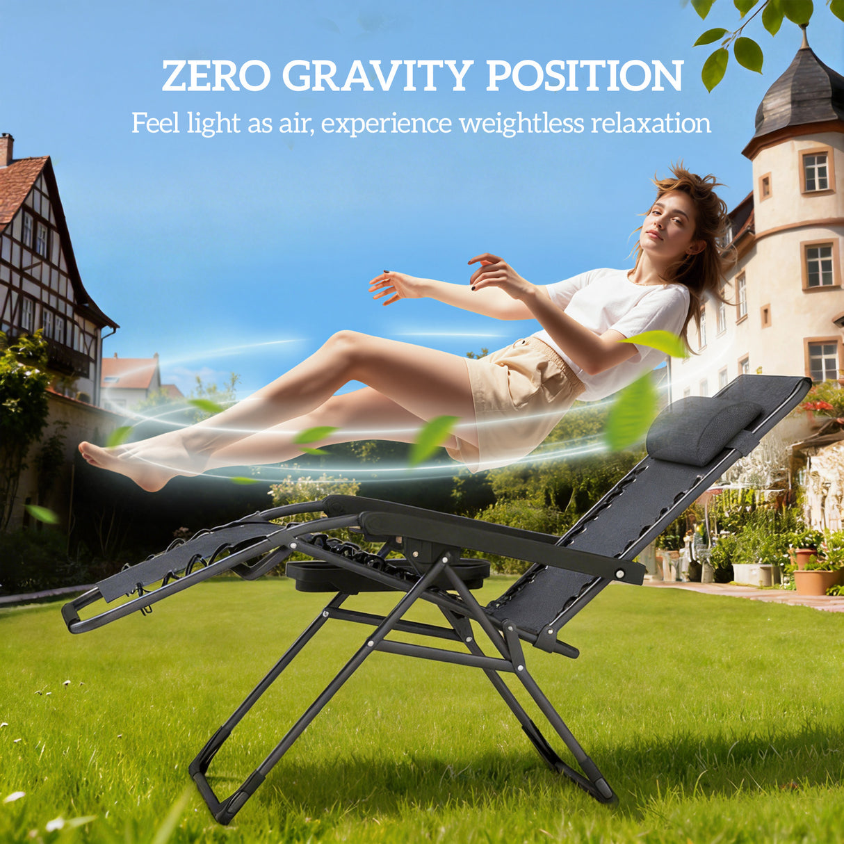 Steel Zero Gravity Folding Garden Sun Lounger in Set of 2 - Velmora