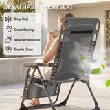 Steel Zero Gravity Folding Garden Sun Lounger in Set of 2 - Velmora
