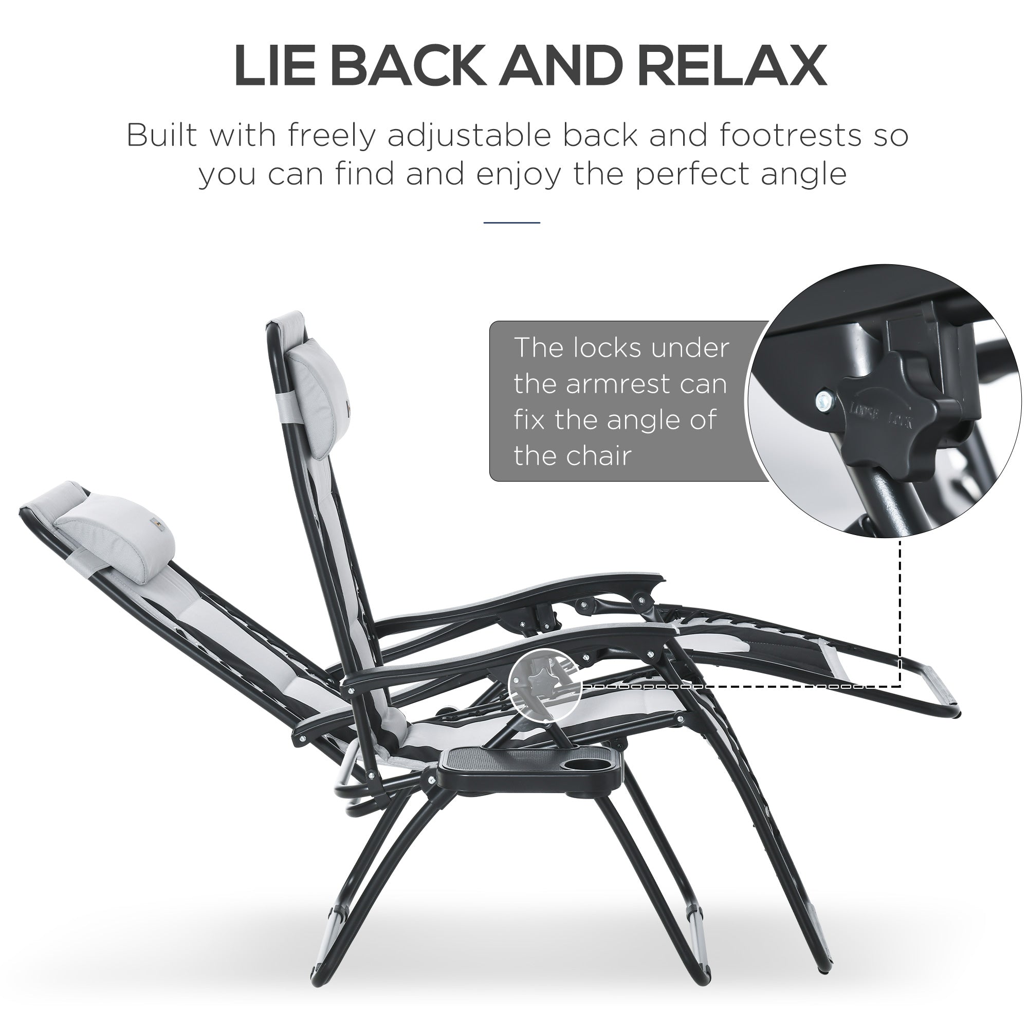 Steel Zero Gravity Folding Reclining Garden Sun Lounger Chair - Velmora