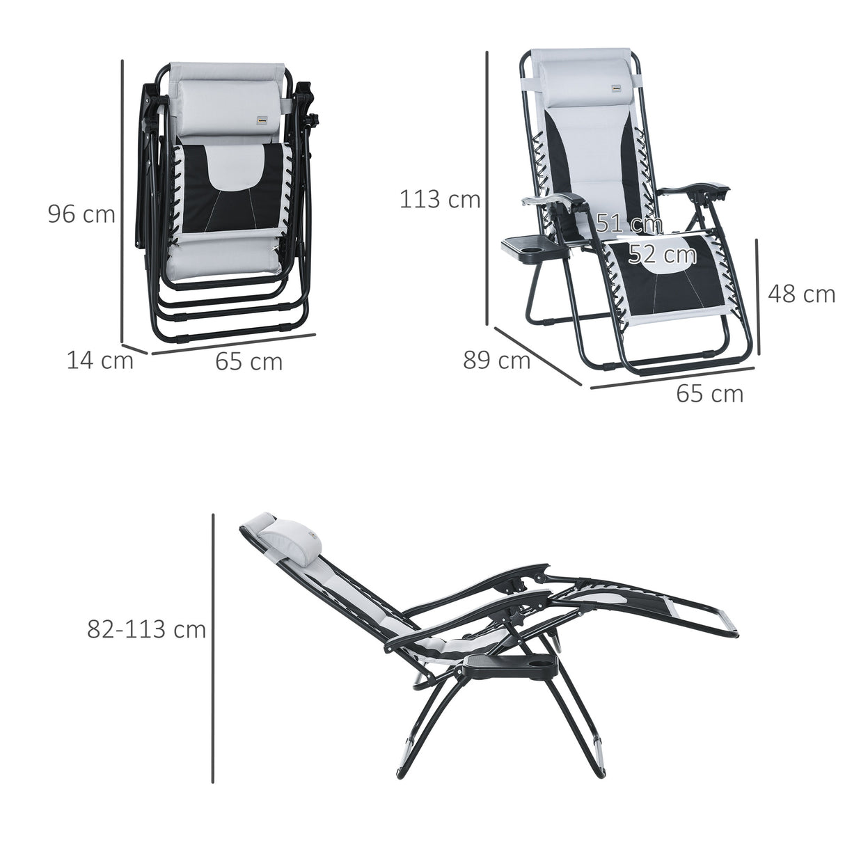Steel Zero Gravity Folding Reclining Garden Sun Lounger Chair - Velmora