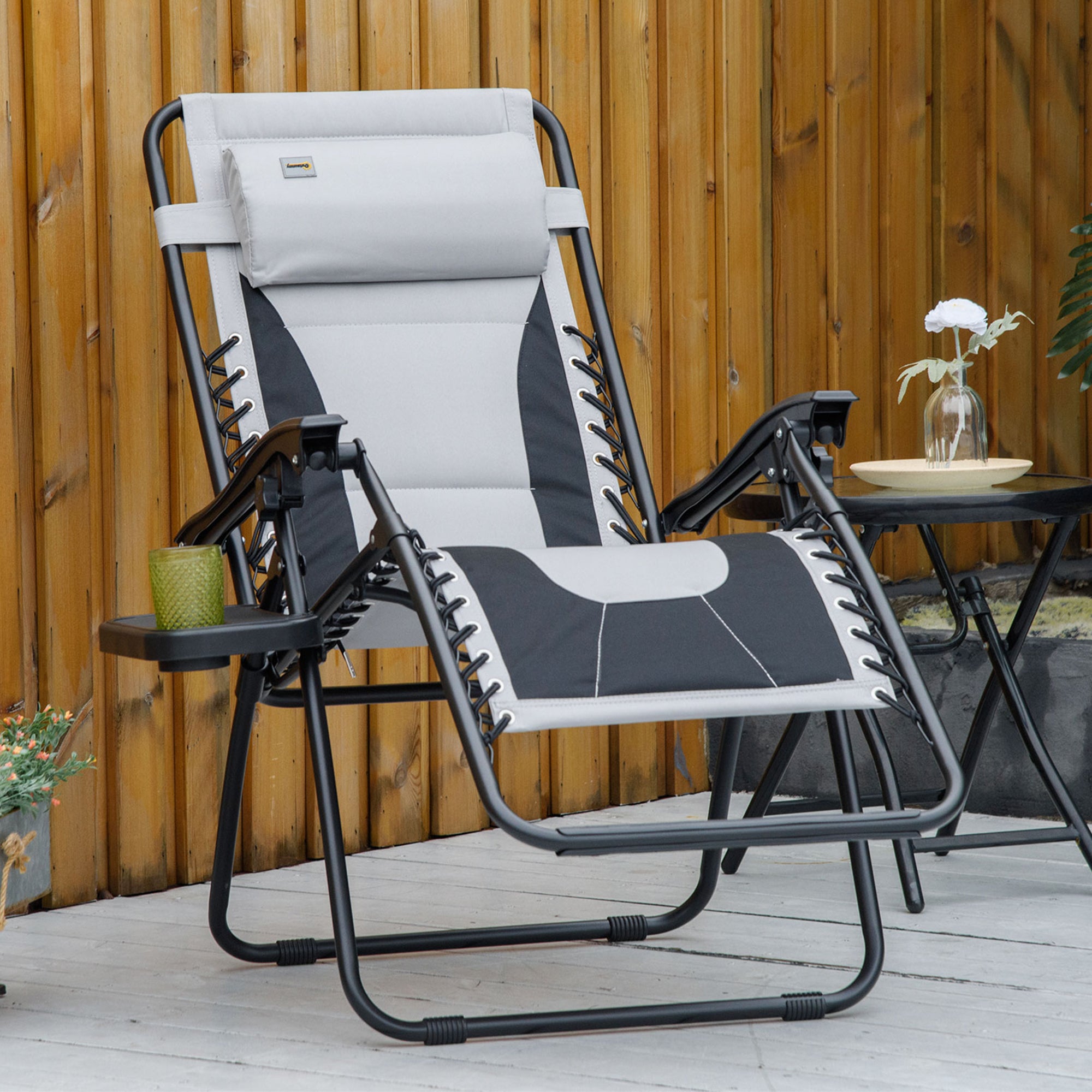 Steel Zero Gravity Folding Reclining Garden Sun Lounger Chair - Velmora