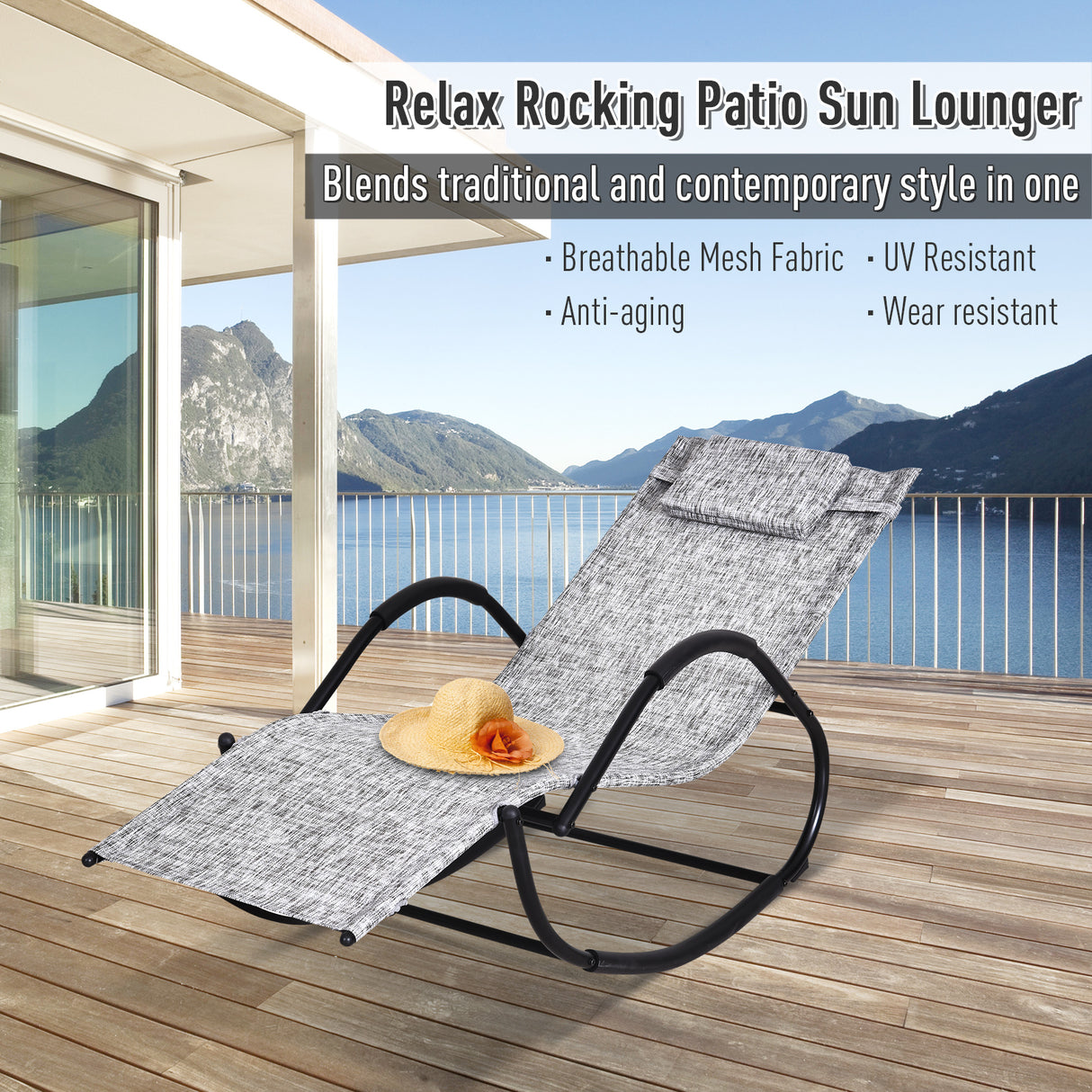 Steel Zero Gravity Rocking Garden Chair With Pillow - Velmora