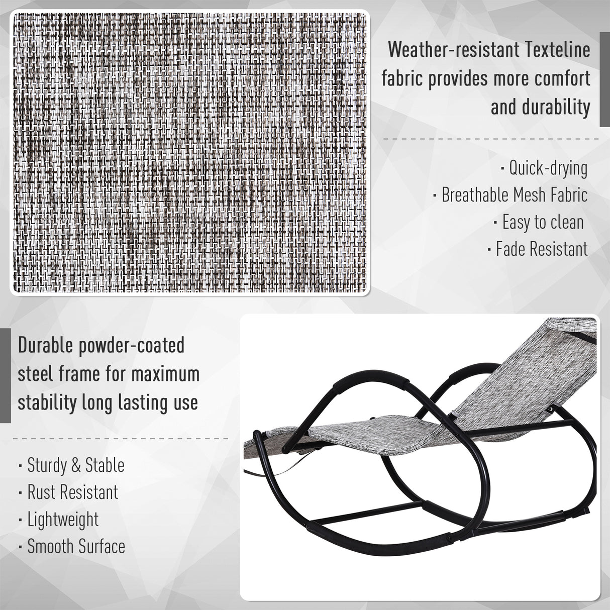 Steel Zero Gravity Rocking Garden Chair With Pillow - Velmora