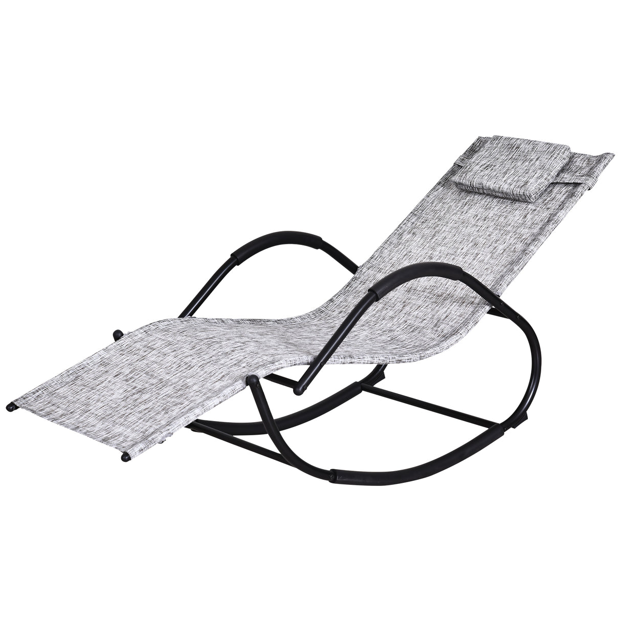 Steel Zero Gravity Rocking Garden Chair With Pillow - Velmora