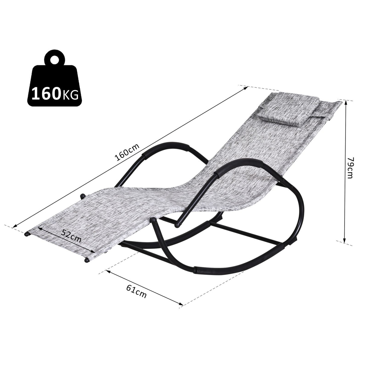 Steel Zero Gravity Rocking Garden Chair With Pillow - Velmora