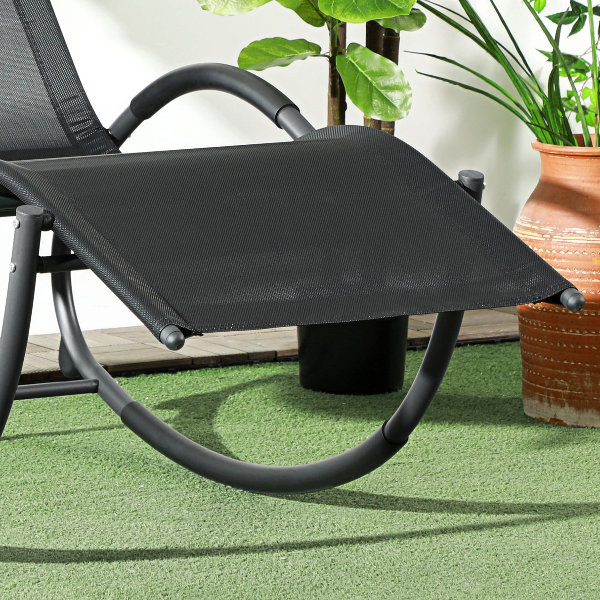 Steel Zero Gravity Rocking Garden Chair With Pillow - Velmora