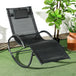 Steel Zero Gravity Rocking Garden Chair With Pillow - Velmora