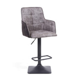 Suede Effect Fabric Bar Stools in Set Of 2 With Grey Metal Base - Orion