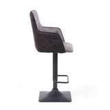 Suede Effect Fabric Bar Stools in Set Of 2 With Grey Metal Base - Orion