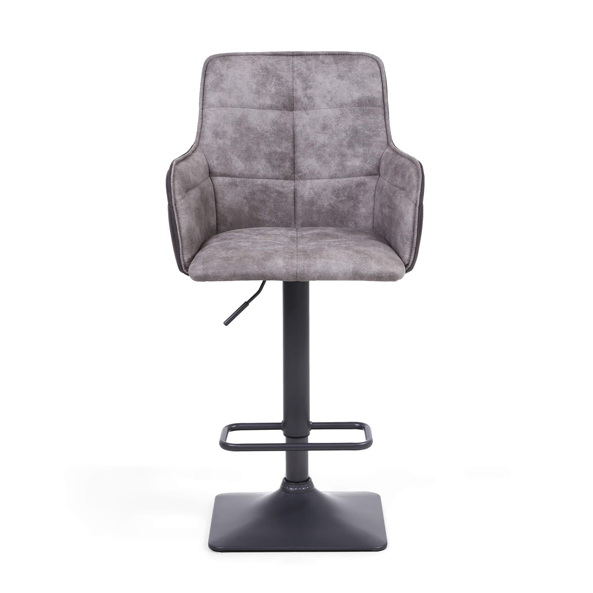 Suede Effect Fabric Bar Stools in Set Of 2 With Grey Metal Base - Orion
