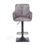 Suede Effect Fabric Bar Stools in Set Of 2 With Grey Metal Base - Orion