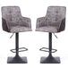 Suede Effect Fabric Bar Stools in Set Of 2 With Grey Metal Base - Orion