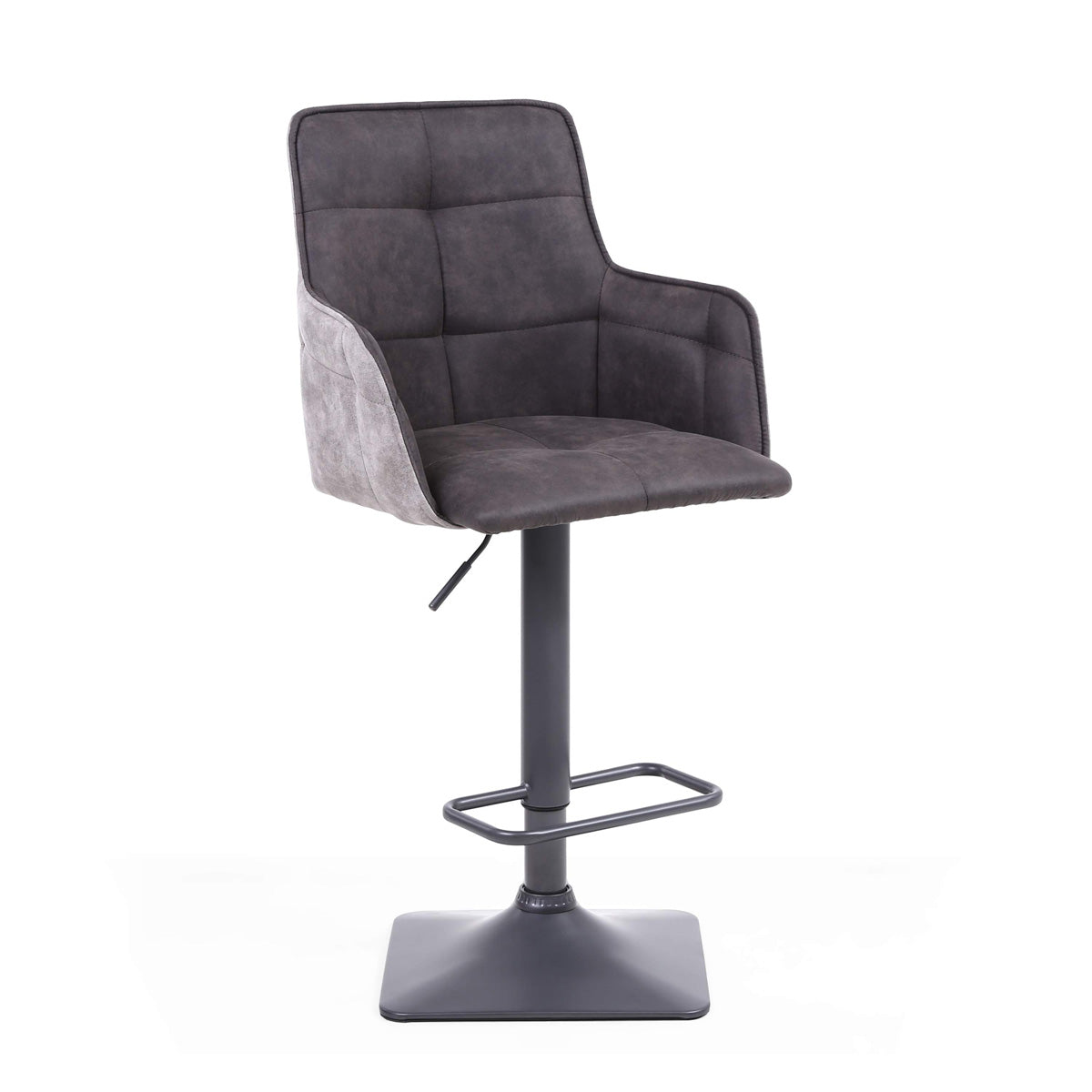 Suede Effect Fabric Bar Stools in Set Of 2 With Grey Metal Base - Orion