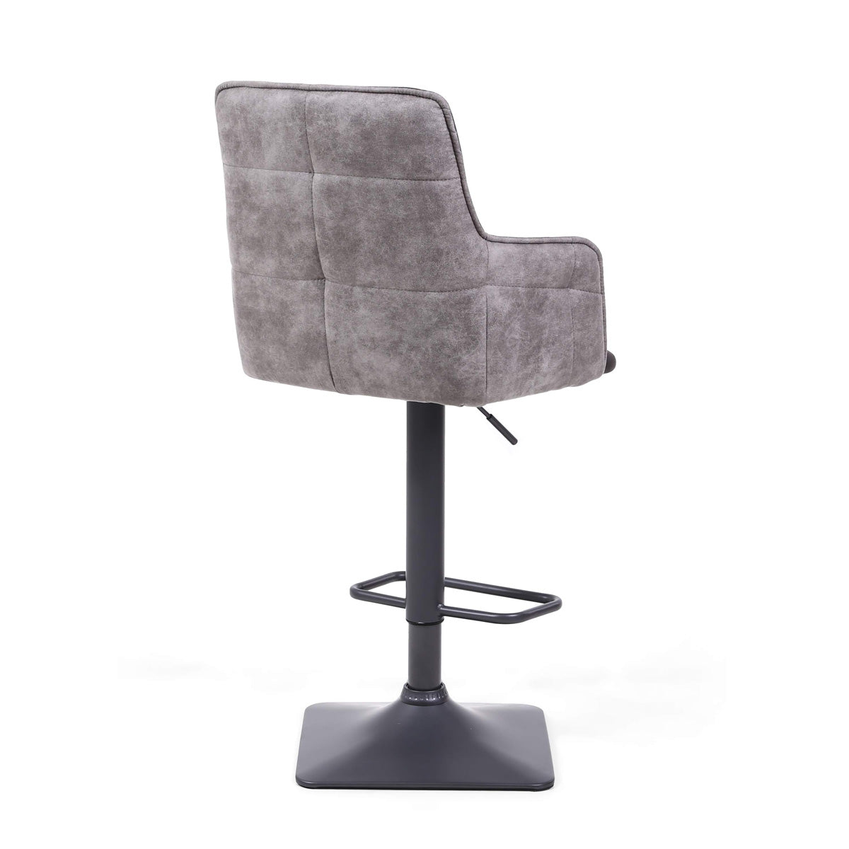 Suede Effect Fabric Bar Stools in Set Of 2 With Grey Metal Base - Orion