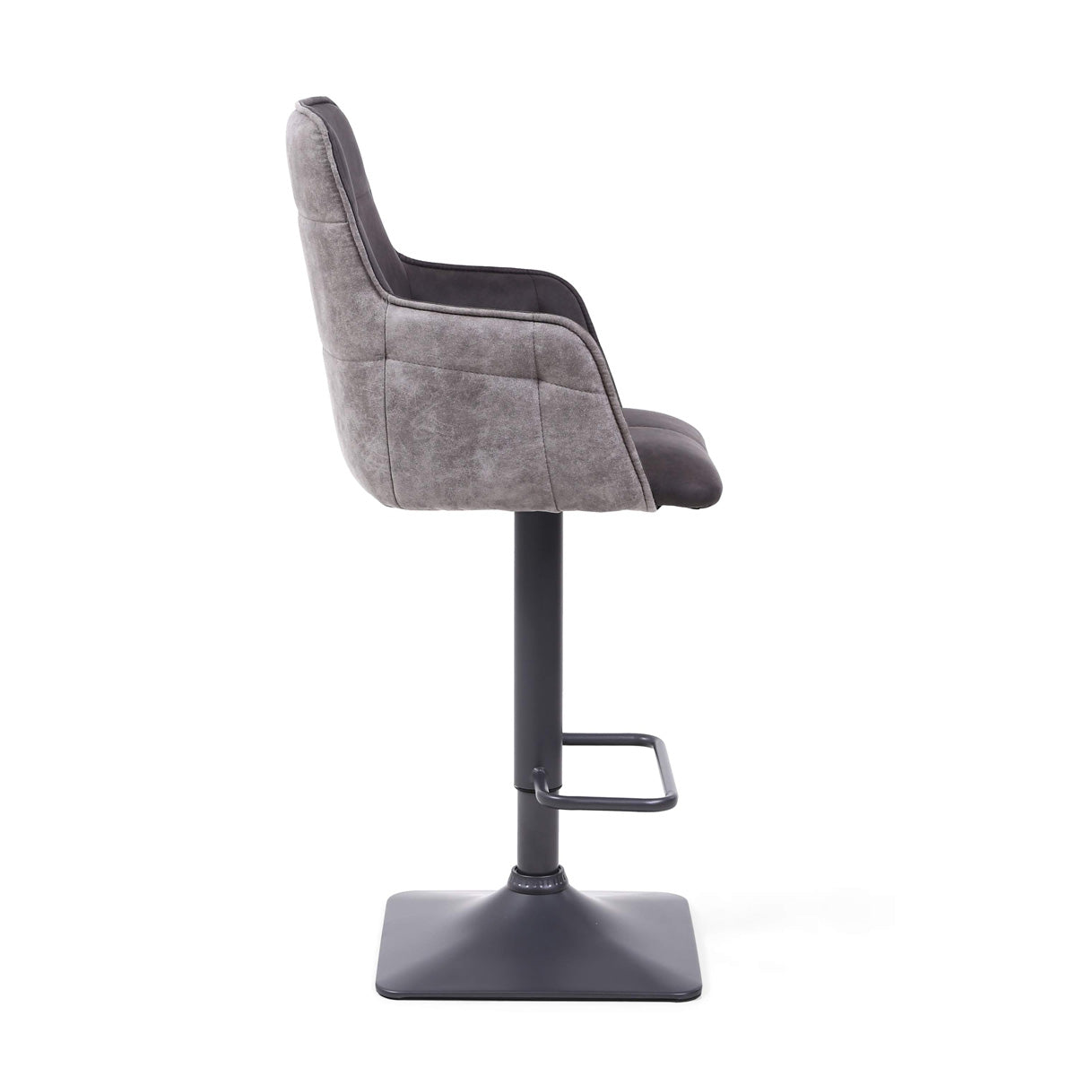 Suede Effect Fabric Bar Stools in Set Of 2 With Grey Metal Base - Orion