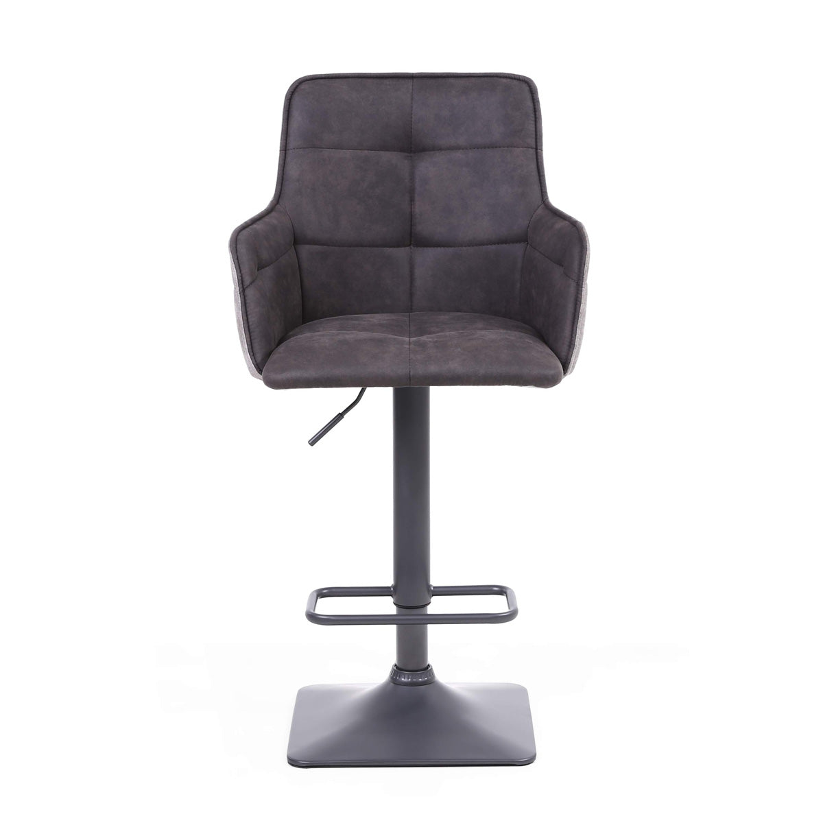 Suede Effect Fabric Bar Stools in Set Of 2 With Grey Metal Base - Orion