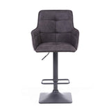 Suede Effect Fabric Bar Stools in Set Of 2 With Grey Metal Base - Orion