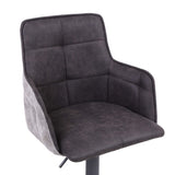 Suede Effect Fabric Bar Stools in Set Of 2 With Grey Metal Base - Orion