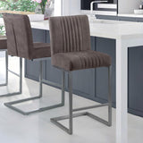 Suede Fabric Bar Stools in Set Of 2 - Brooklyn