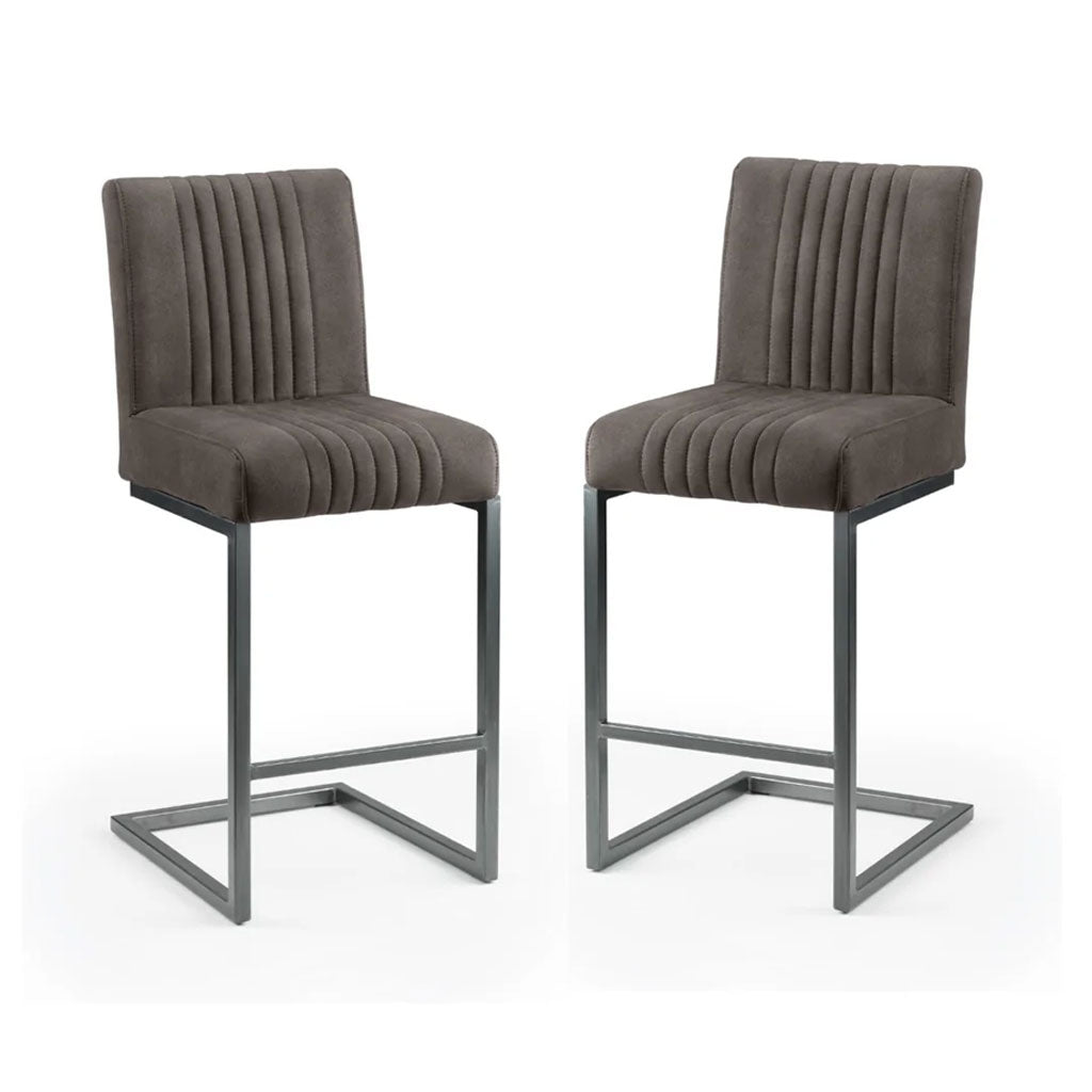 Suede Fabric Bar Stools in Set Of 2 - Brooklyn