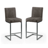 Suede Fabric Bar Stools in Set Of 2 - Brooklyn