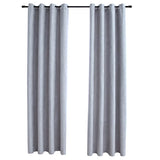Suede Fabric Blackout Curtains With Metal Rings 245cm High 2 Pieces - Vantage Home